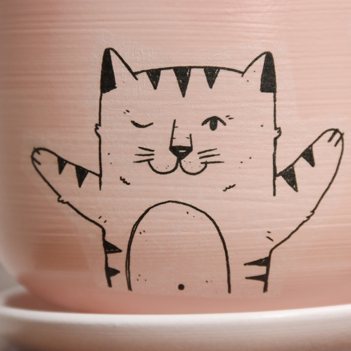 Горшок цветочный Горшок цветочный "Мяун" 1,6 л, розовый