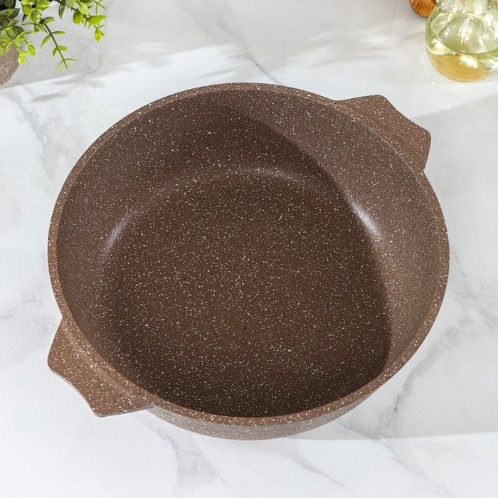 Жаровня «Гранит Brown», 4 л, h=8,5 см, стеклянная крышка, антипригарное покрытие, цвет коричневый Жаровня «Гранит Brown», 4 л, h=8,5 см, стеклянная крышка, антипригарное покрытие, цвет коричневый