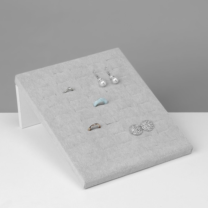 Подставка под кольца 50 мест, флок, цвет серый 20&times;9,7&times;24 см