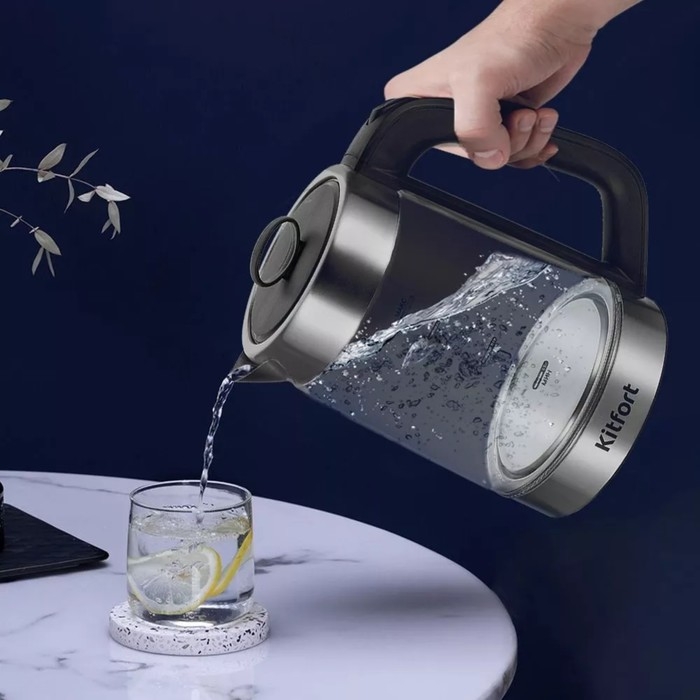 Чайный набор Kitfort КТ-6639, стекло, 1.8/1.2 л, 1500 Вт, чёрно-серебристый Чайный набор Kitfort КТ-6639, стекло, 1.8/1.2 л, 1500 Вт, чёрно-серебристый