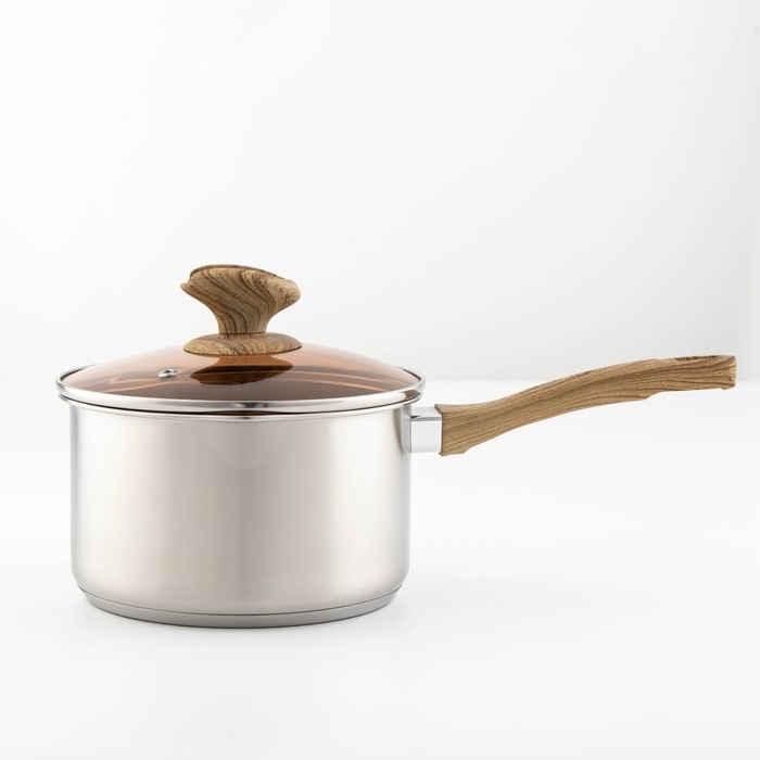 Ковш из нержавеющей стали для молока, d=17,5, с крышкой, пластиковая ручка, 304 сталь, толщина 0,5 мм, индукция Ковш из нержавеющей стали для молока, d=17,5, с крышкой, пластиковая ручка, 304 сталь, толщина 0,5 мм, индукция