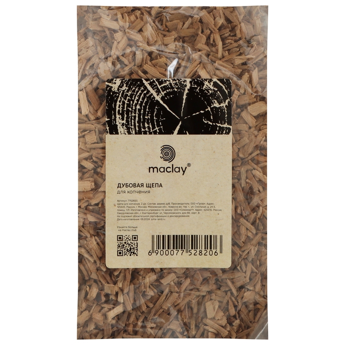 Щепа для копчения Maclay «Дуб», 350±30 г Щепа для копчения Maclay «Дуб», 350±30 г