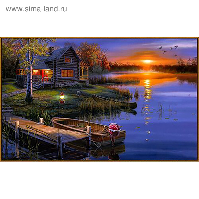 Алмазная мозаика «Дом возле озера», 39 цветов