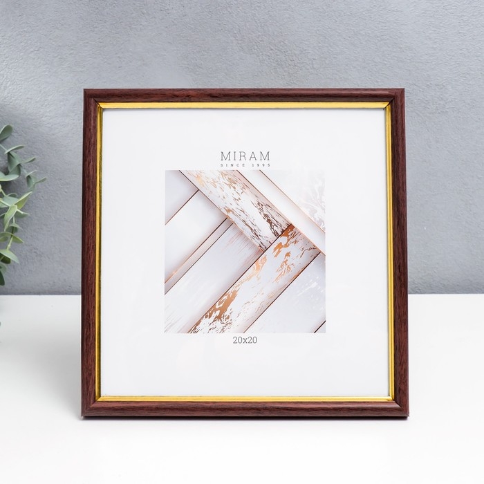 Фоторамка пластик Фоторамка пластик "МИРАМ" 20х20 см бук с золотом (пластиковый экран)