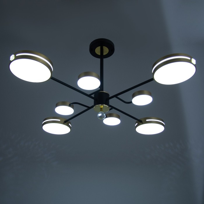 Люстра Люстра "Ласера" 8хLED 144Вт 3000-6000К черно-золотой 75х75х48 см BayerLux