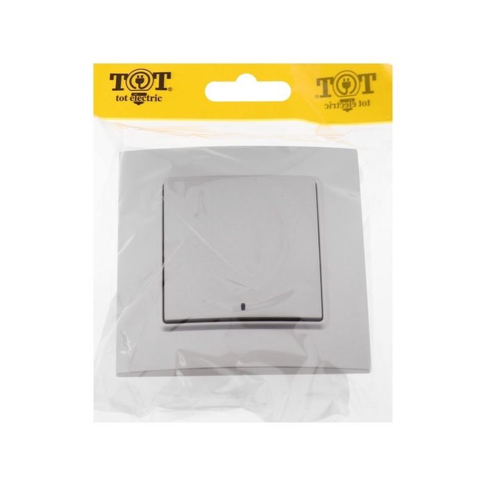 Выключатель TOT Elegant, 10 А, 1 кл., с подсветкой, скрытый, серебристый