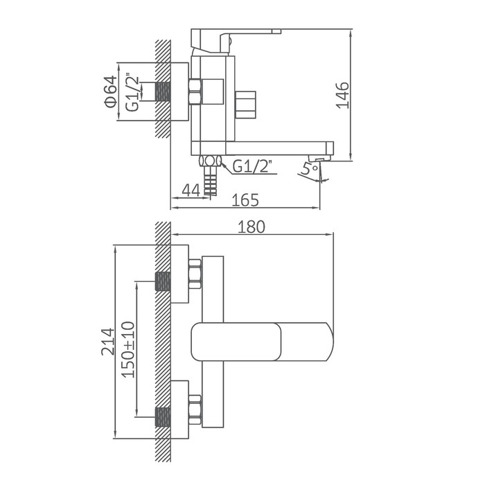 Смеситель для ванны Accoona A6322F, силумин, картридж 35 мм, короткий излив, черный Смеситель для ванны Accoona A6322F, силумин, картридж 35 мм, короткий излив, черный
