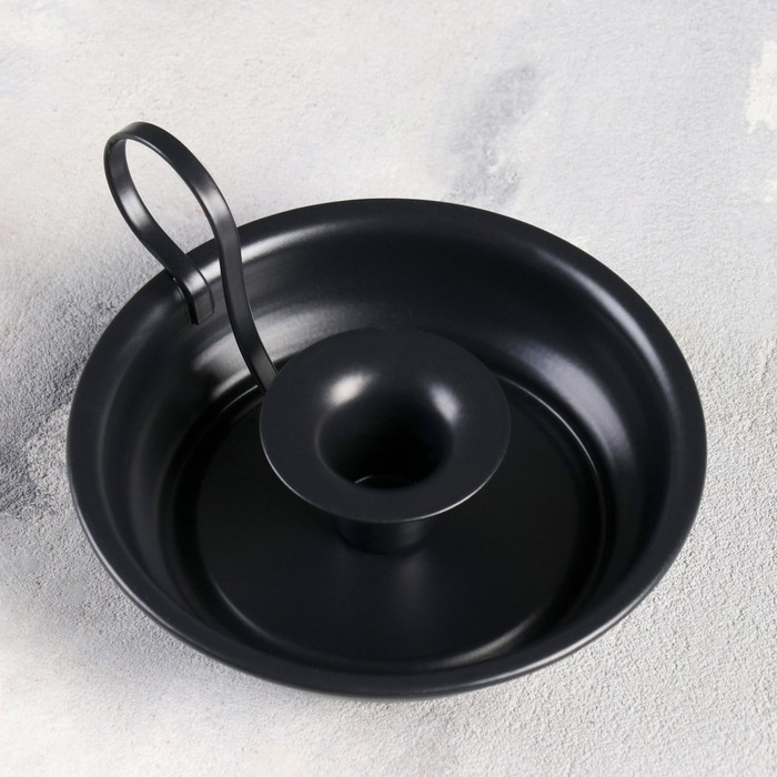 Подсвечник металлический Подсвечник металлический "Тарелочка", на одну свечу, 14.2 х 6.5 см, черный