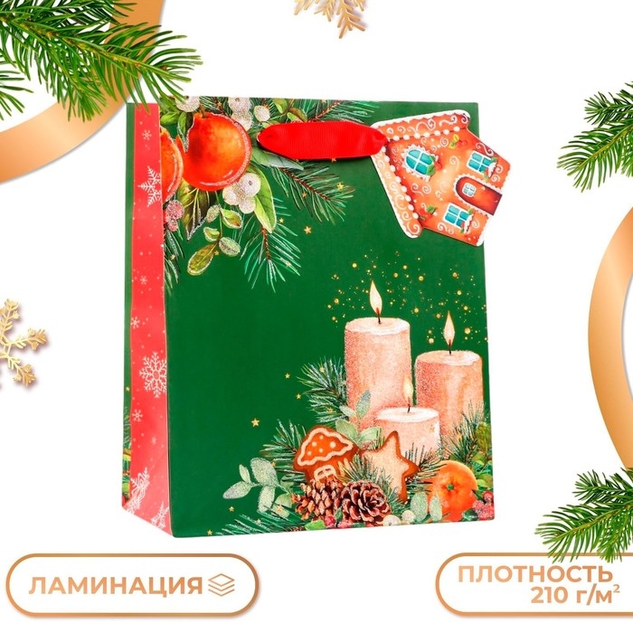 Новый год. Пакет подарочный  Новый год. Пакет подарочный "Уют", люкс, 18 х 22,3 х 10 см.