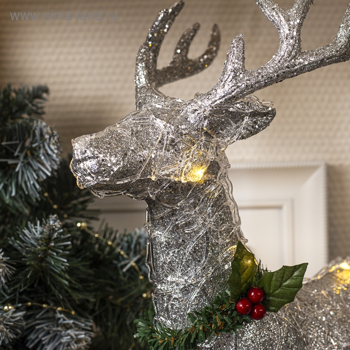 Светодиодная фигура «Олень серебристый» 30 × 46 × 15 см, акрил, батарейки CR2032х2 (в комплекте), свечение тёплое белое Светодиодная фигура «Олень серебристый» 30 × 46 × 15 см, акрил, батарейки CR2032х2 (в комплекте), свечение тёплое белое