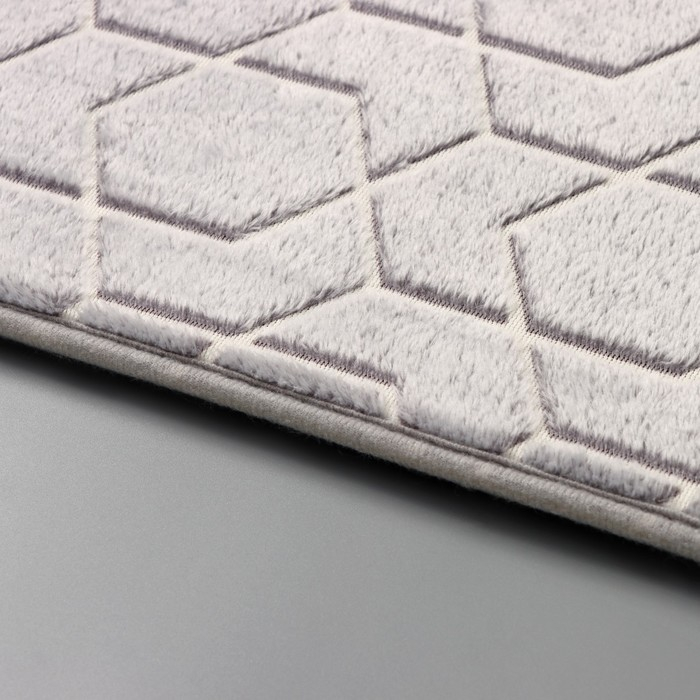 Коврик для ванной светящийся в темноте Доляна «Светящиеся фигуры», 50×80 см, цвет серый