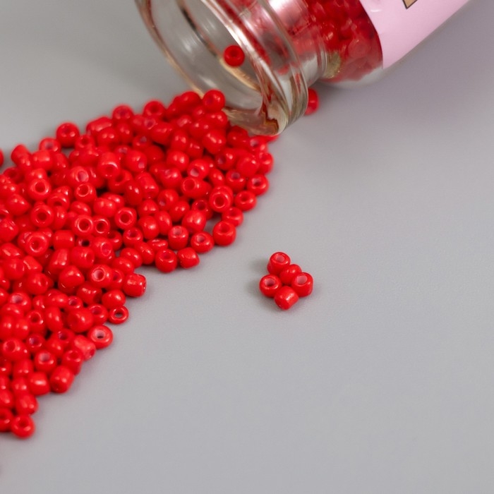 Бисер круглый 12/0 в бутылочке  Бисер круглый 12/0 в бутылочке "Алый" 2х20 гр набор 2 шт