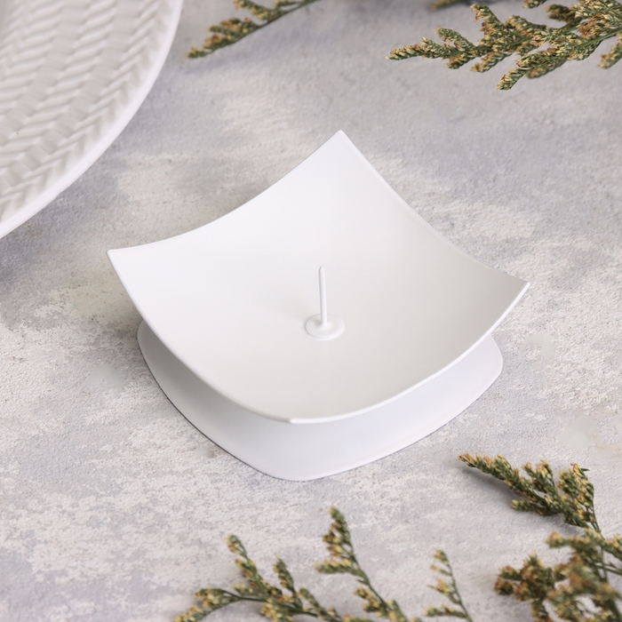 Подсвечник Подсвечник "Кварта" металл на 1 свечу, 7х2,7 см, белый