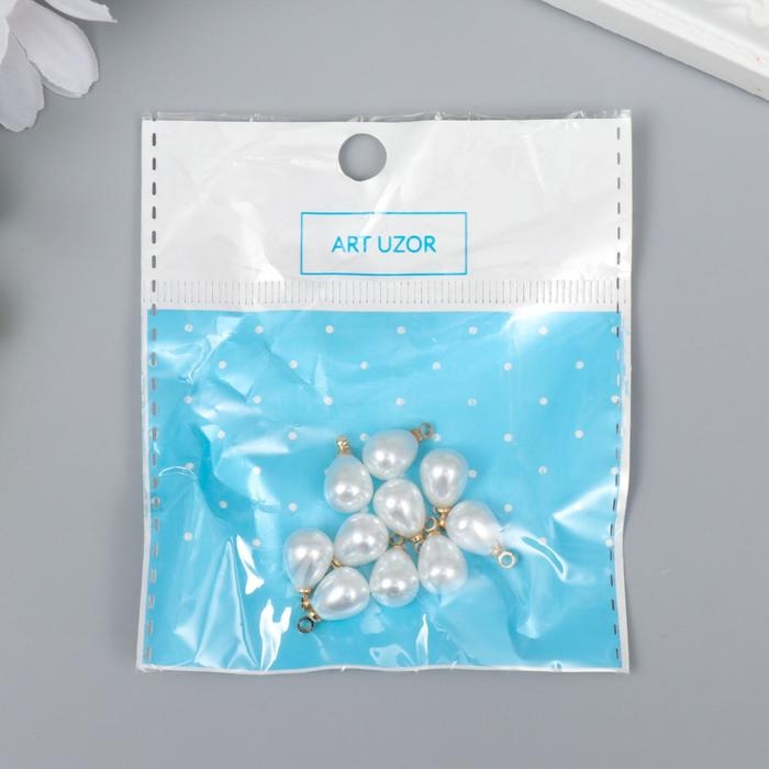 Декор для творчества пластик Декор для творчества пластик "Жемчужина-капелька с петелькой" набор 10 шт 0,7х1,2 см