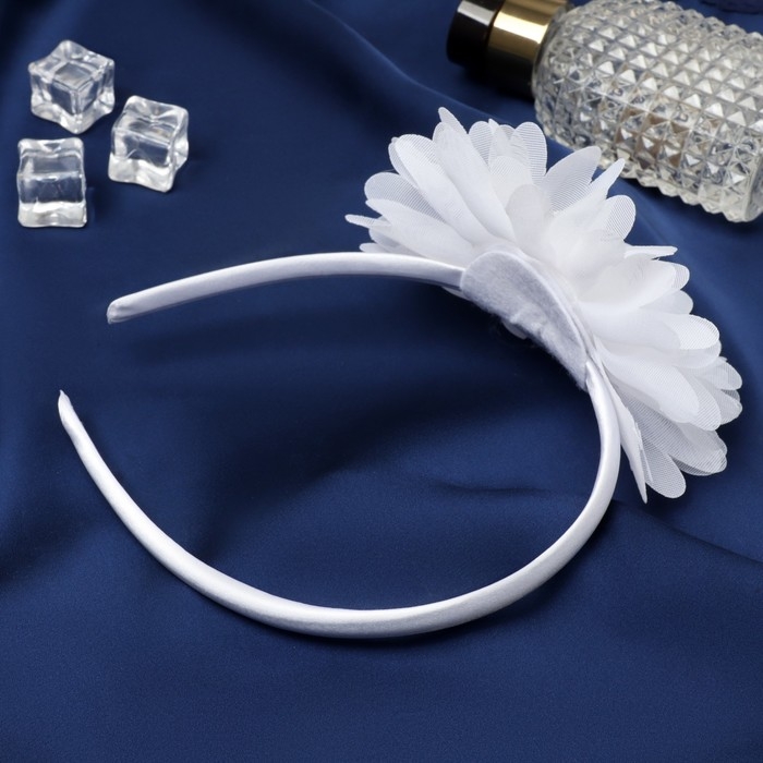 Ободок для волос  Ободок для волос "Малышка" пышный цветок, 0,9 см, белый