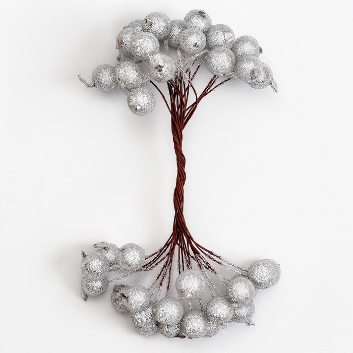 Новый год! Декоративные ягодки, серебряные, 7 × 6 × 7 см, 40 ягод Новый год! Декоративные ягодки, серебряные, 7 × 6 × 7 см, 40 ягод