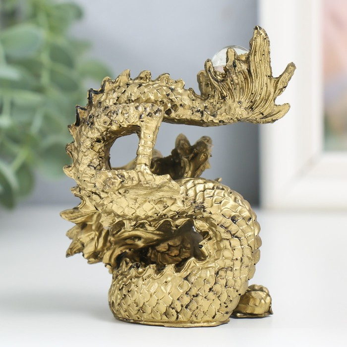 Нэцке полистоун под бронзу  Нэцке полистоун под бронзу "Дракон с шаром" 10,5х7,5х6,5 см