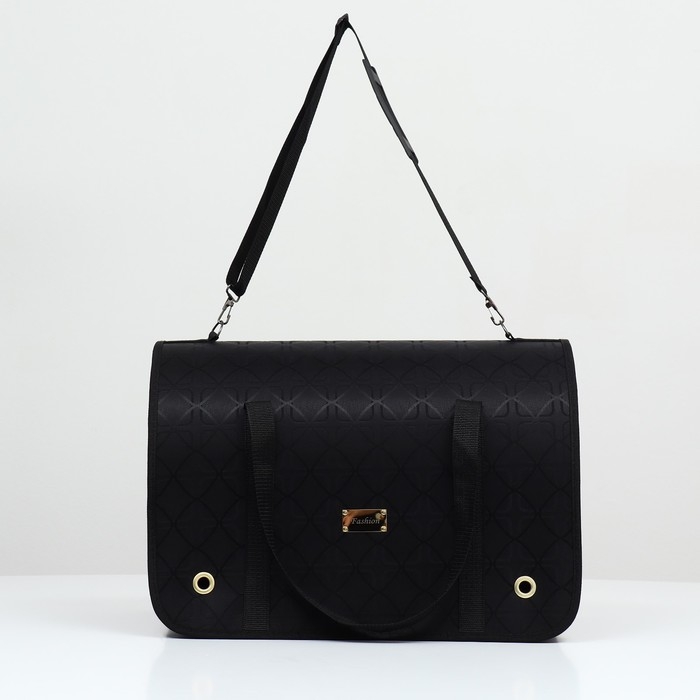 Сумка - переноска для животных Сумка - переноска для животных "Люкс", ПВХ, жаккард, 49 х 30 х 35 см, чёрная