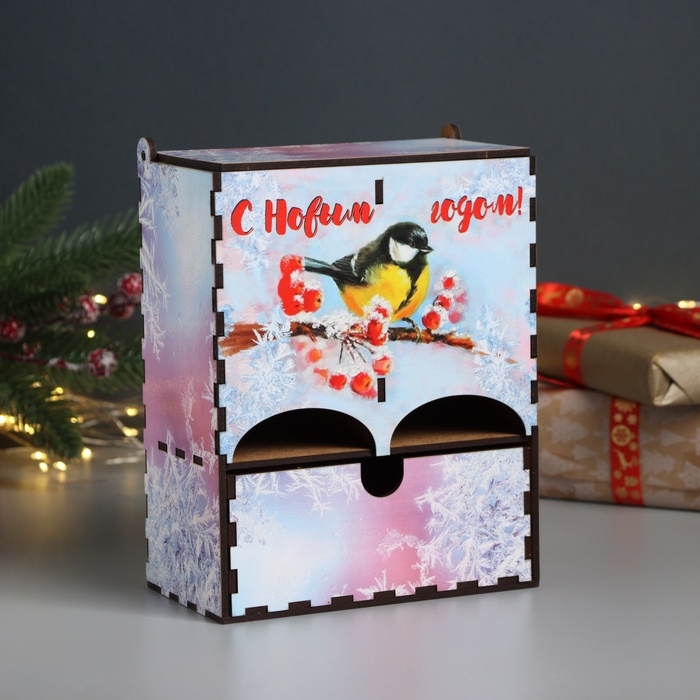 Новогодний чайный домик Новогодний чайный домик "С Новым годом" 20х15х8,5 см
