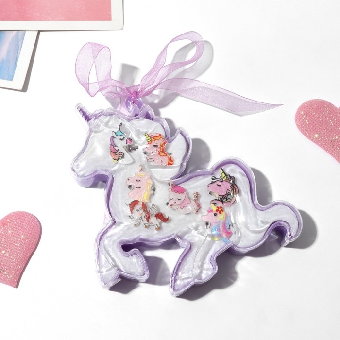 Набор колец детских (7 шт.) «Выбражулька», единороги, цветной Набор колец детских (7 шт.) «Выбражулька», единороги, цветной