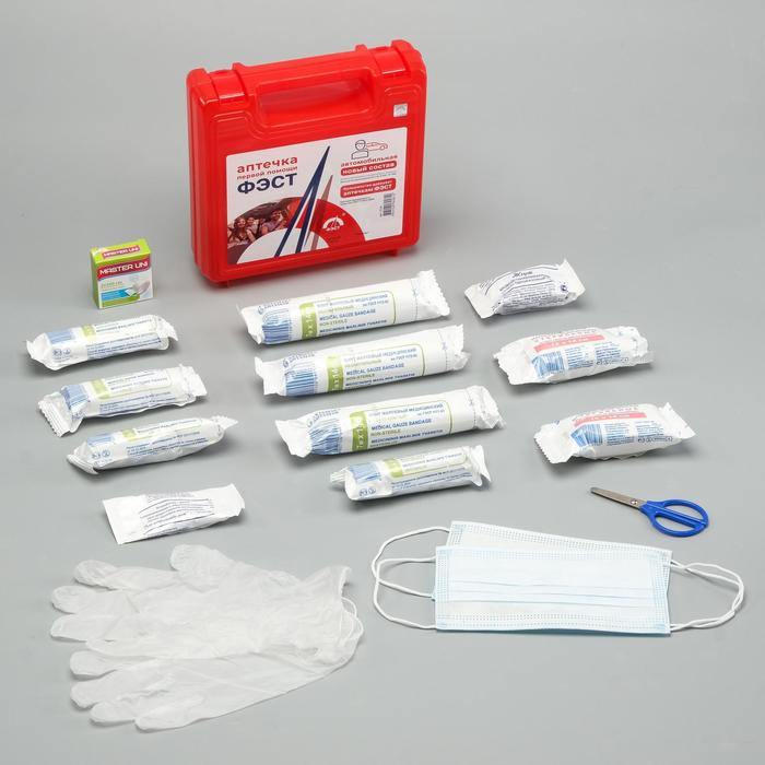 Автомобильная аптечка первой помощи  Автомобильная аптечка первой помощи "ФЭСТ" состав 2024, по приказу №1080н, красная