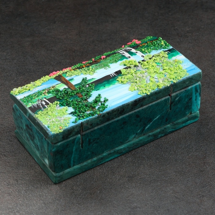 Ларец Ларец "Лето" 15х7х5,5 см, каменная крошка, змеевик