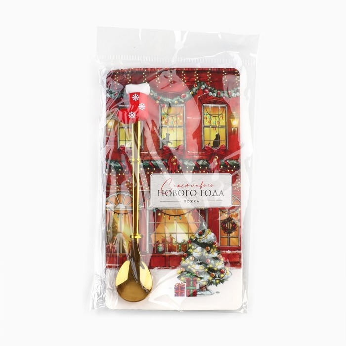 Ложка новогодняя с резиновым доп.элементом «Новый год: Счастливого нового года», 3,5 х 16 см Ложка новогодняя с резиновым доп.элементом «Новый год: Счастливого нового года», 3,5 х 16 см