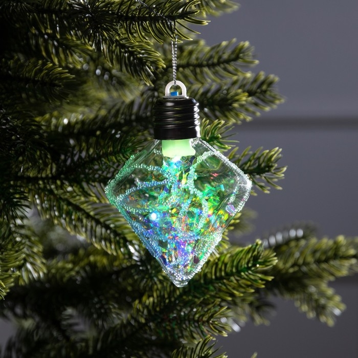 Ёлочный шар «Морозный кристалл», батарейки, 1 LED, свечение тёплое белое Ёлочный шар «Морозный кристалл», батарейки, 1 LED, свечение тёплое белое