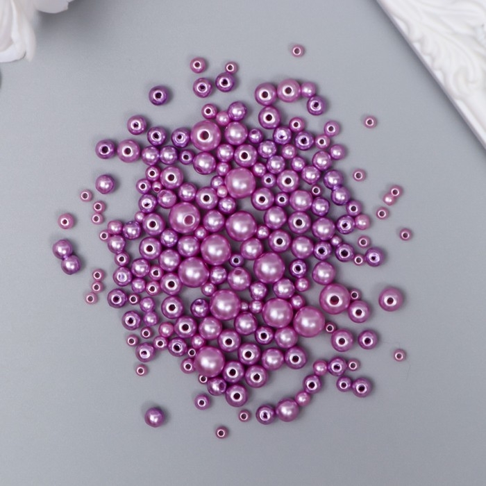 Бусины для творчества пластик Бусины для творчества пластик "Круглые. Лаванда" d=3-8 мм, набор 10 гр