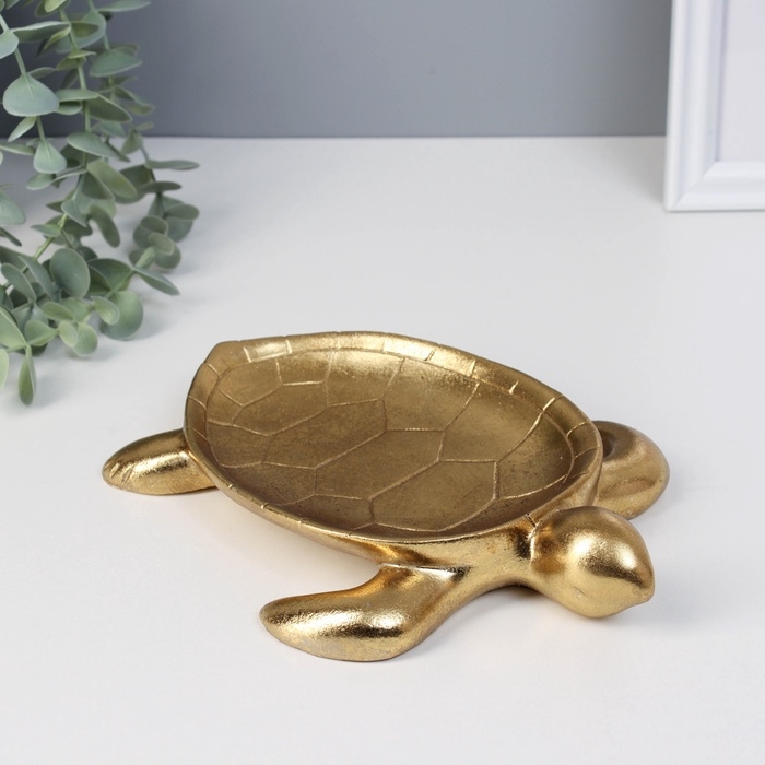 Сувенир полистоун подставка "Золотая черепаха" 21,8х17х4,5 см