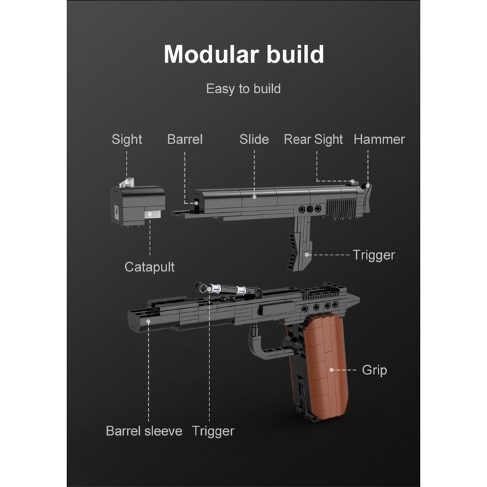Конструктор Оружие Техно «Пистолет», 332 детали, 6 пуль, стреляет Конструктор Оружие Техно «Пистолет», 332 детали, 6 пуль, стреляет