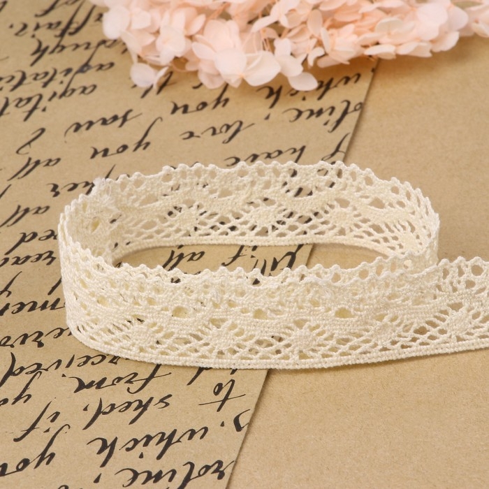 Кружево вязаное, 28 мм × 10 ± 1 м, цвет бежевый Кружево вязаное, 28 мм × 10 ± 1 м, цвет бежевый