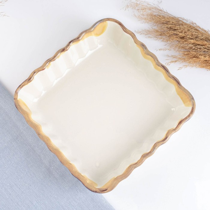 Емкость для запекания  Емкость для запекания "Волна квадратная" 1,5л / 6,5х23х23см, карамель