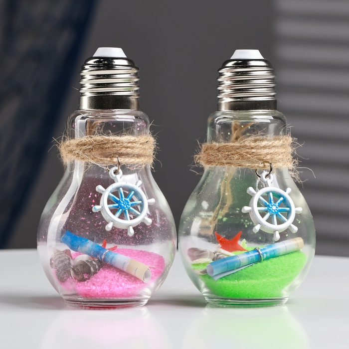 Сувенир в бутылке-лампочке Сувенир в бутылке-лампочке "Ракушки" 11*6*6см, микс