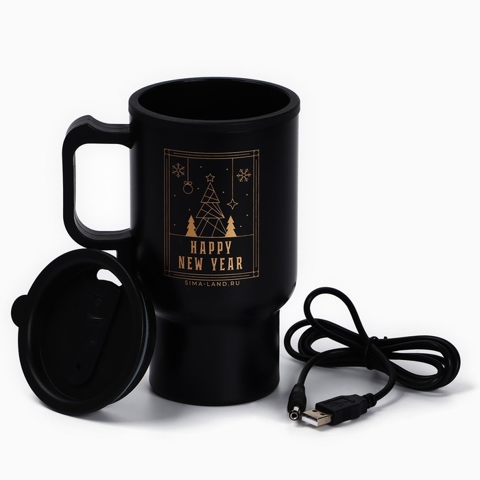 Новый год. Термокружка с USB кабелем «Happy New Year», 450 мл Новый год. Термокружка с USB кабелем «Happy New Year», 450 мл