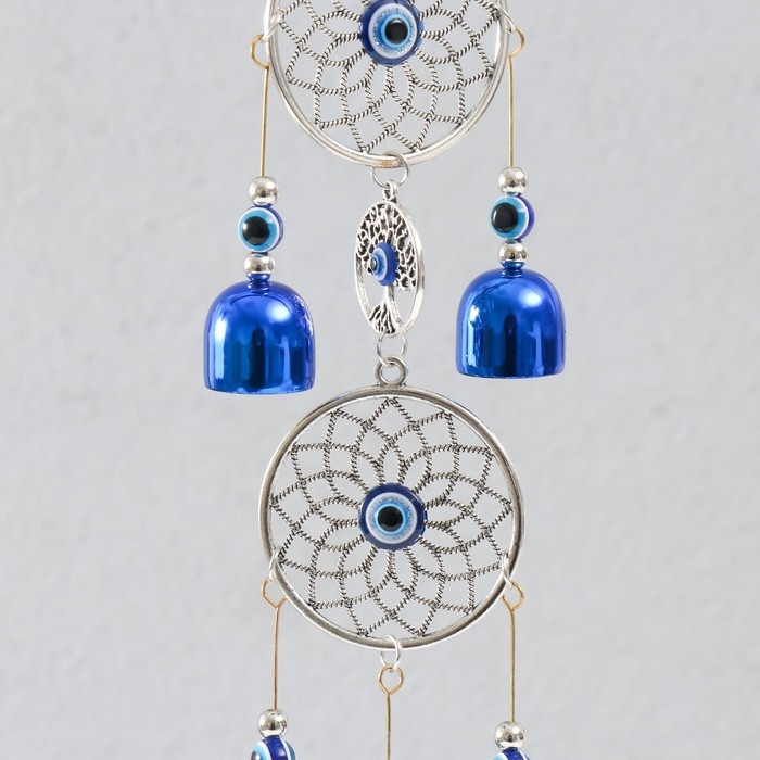 Музыка ветра металл, пластик Музыка ветра металл, пластик "Круги цветов от сглаза" 5 колокольчиков h=30 см