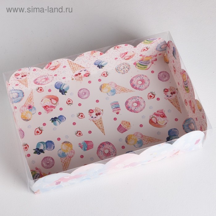 Коробка для печенья, кондитерская упаковка с PVC крышкой, «Вкусности», 20 х 30 х 8 см Коробка для печенья, кондитерская упаковка с PVC крышкой, «Вкусности», 20 х 30 х 8 см