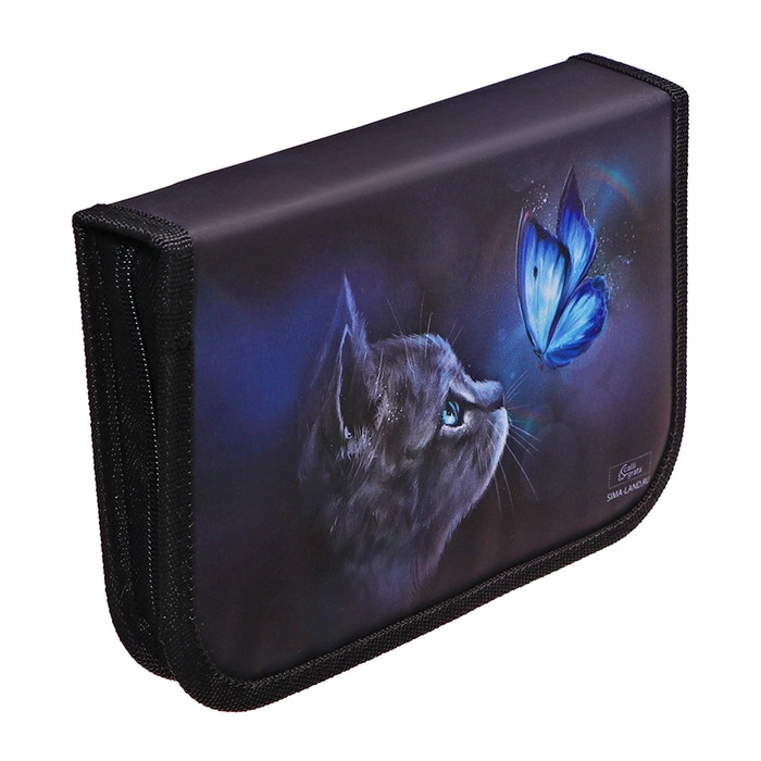 Пенал 3 секции, вкладка внутри, 140 х 210 х 40 мм, тканевый, Calligrata TOP Block  Пенал 3 секции, вкладка внутри, 140 х 210 х 40 мм, тканевый, Calligrata TOP Block "Милый котик"