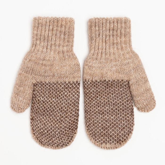 Варежки двойные детские, цвет бежевый, размер 14 (6-9 лет) Варежки двойные детские, цвет бежевый, размер 14 (6-9 лет)
