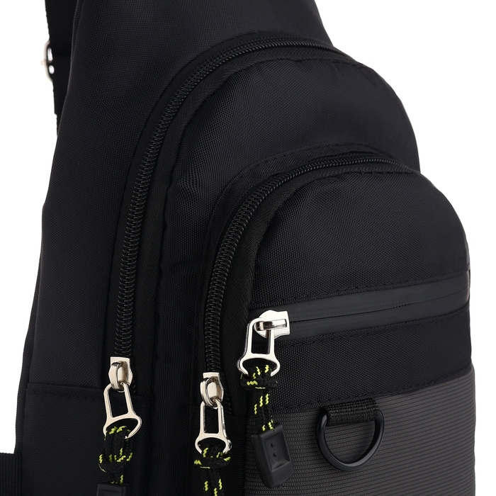 Сумка-слинг из текстиля, 3 наружных кармана, цвет серый Сумка-слинг из текстиля, 3 наружных кармана, цвет серый