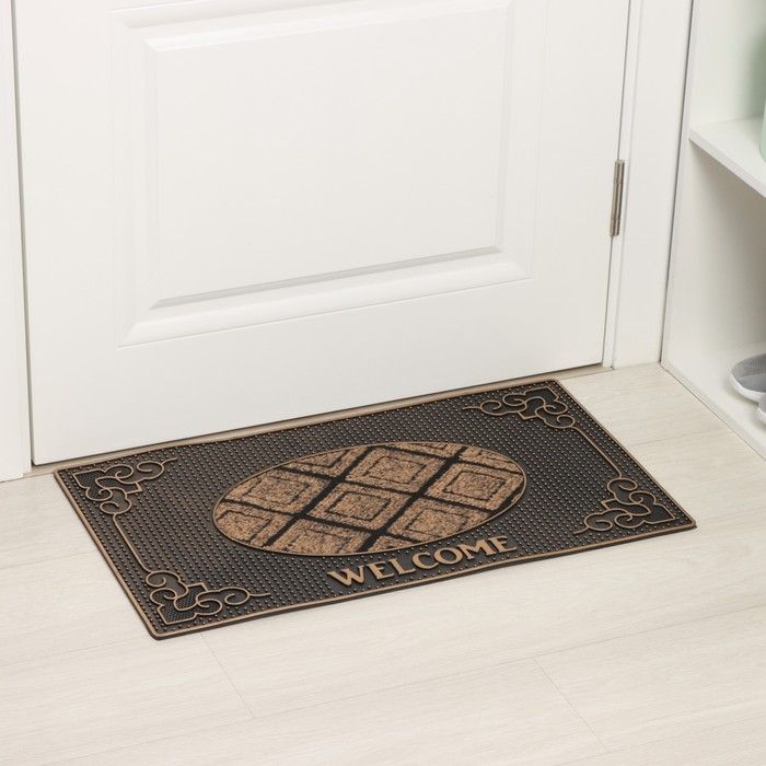 Коврик придверный резиновый Доляна Welcome, 40×70 см, цвет МИКС Коврик придверный резиновый Доляна Welcome, 40×70 см, цвет МИКС