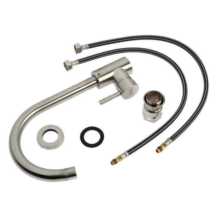 Смеситель для кухни ZEIN Z2386, однорычажный, картридж 35мм, нержавеющая сталь, сатин Смеситель для кухни ZEIN Z2386, однорычажный, картридж 35мм, нержавеющая сталь, сатин