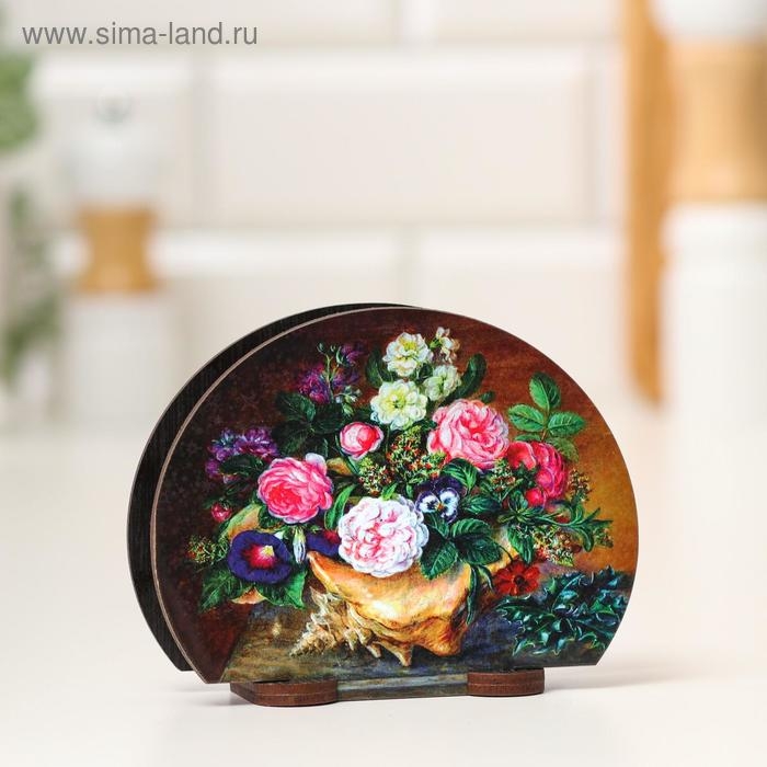 Салфетница Салфетница "Цветы и ракушка", , 13х10х5 см