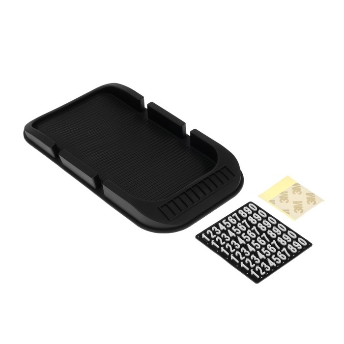 Коврик противоскользящий с номером телефона, 20×11 см, микс, черный Коврик противоскользящий с номером телефона, 20×11 см, микс, черный