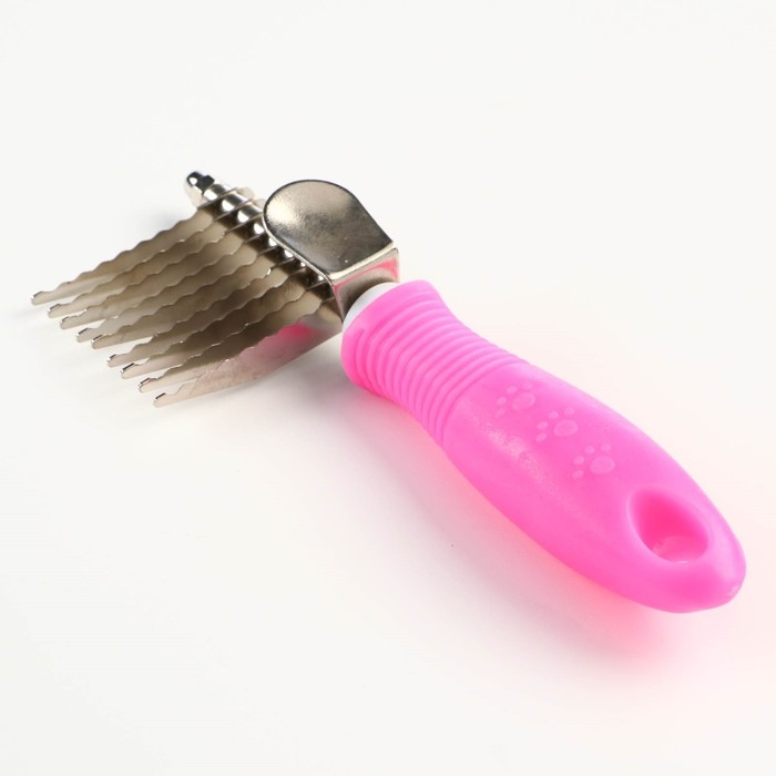 Колтунорез боковой  Колтунорез боковой "Комфорт" 9 лезвий, нескользящая резиновая ручка, розовый