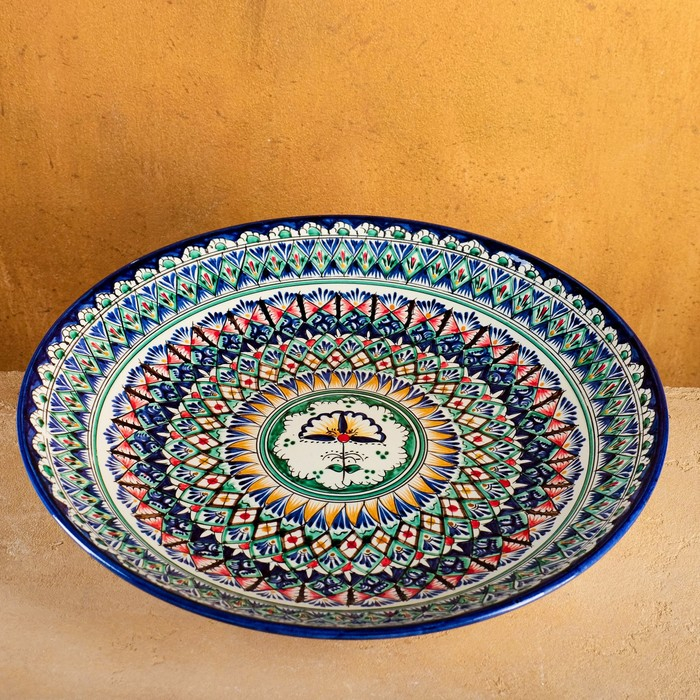 Ляган Риштанская Керамика  Ляган Риштанская Керамика "Узоры", 42 см, синий микс