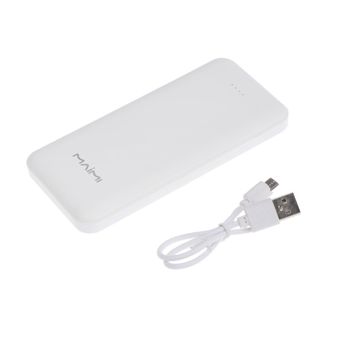 Внешний аккумулятор Maimi Mi1, 10000 мАч, 2 USB, MicroUSB, Type-C, 2.1 А, белый