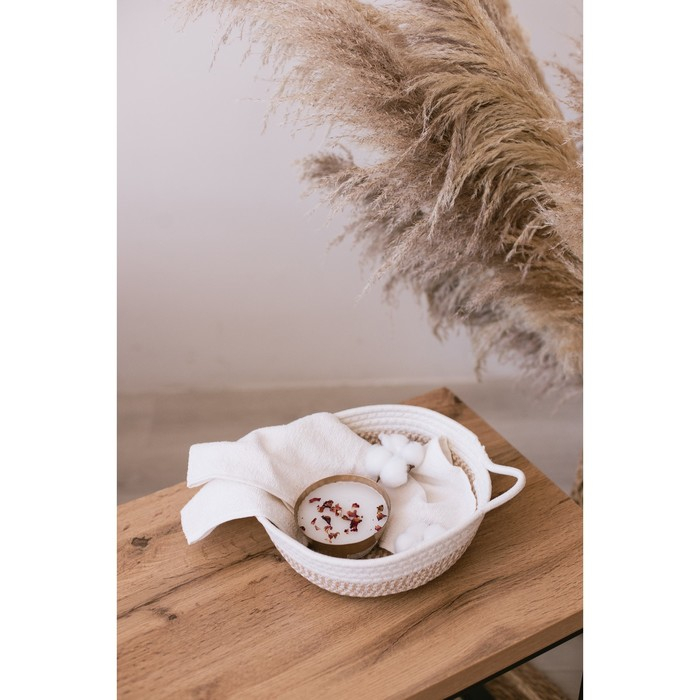 Корзина для хранения плетёная ручной работы LaDо́m «Визави», хлопок, с ручками, 34×24×7 см, цвет бежевый Корзина для хранения плетёная ручной работы LaDо́m «Визави», хлопок, с ручками, 34×24×7 см, цвет бежевый