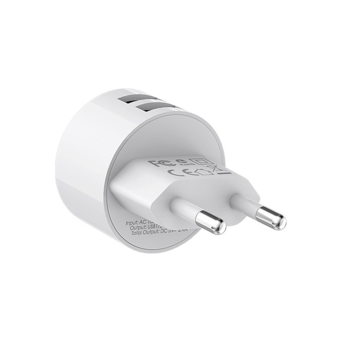 Сетевое зарядное устройство Borofone BA23A, 2xUSB, 2.4 А, белое Сетевое зарядное устройство Borofone BA23A, 2xUSB, 2.4 А, белое