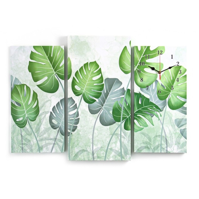 Часы настенные модульные, серия: Интерьер,  Часы настенные модульные, серия: Интерьер, "Кувшинки", 60 х 80 см
